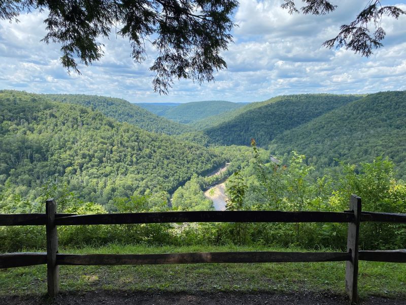 Loyalsock Canyon Vista with a split-rail fence in the foreground