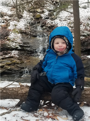 SECOND PLACE: Boy in Snow at Worlds End State Park; Megan Sharrow