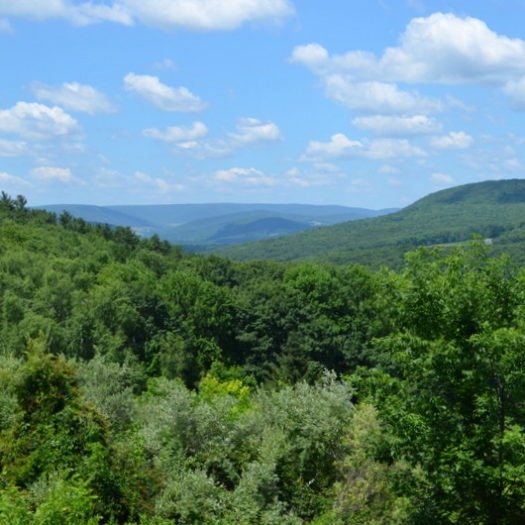 Endless Mountain View under blue sky with Lake Winola in Wyoming County by Colleen Kenia
