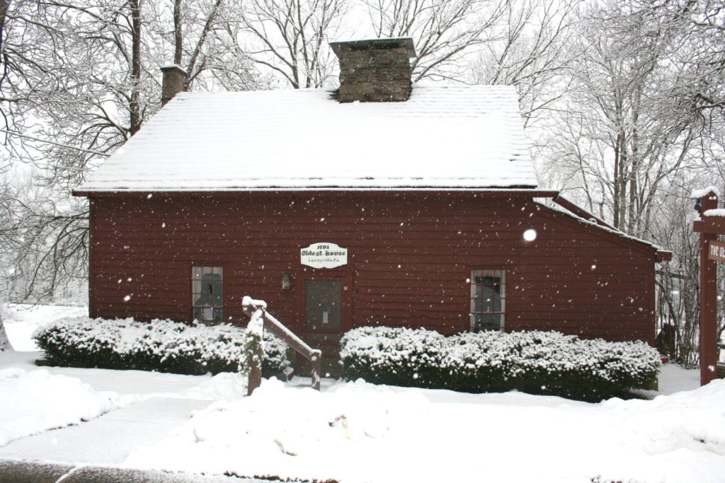 Laceyville's Oldest House covered in snow