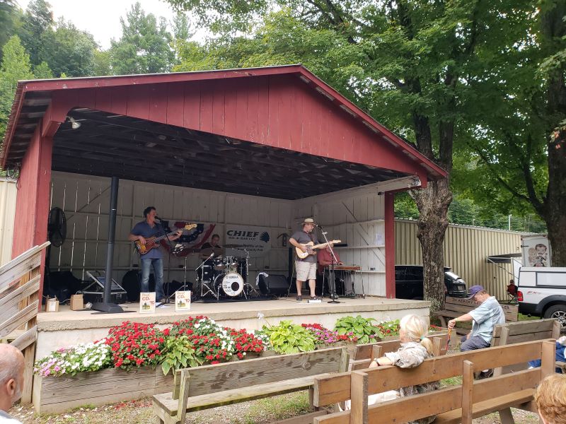 A band performs onstage at the Sullivan County Fair