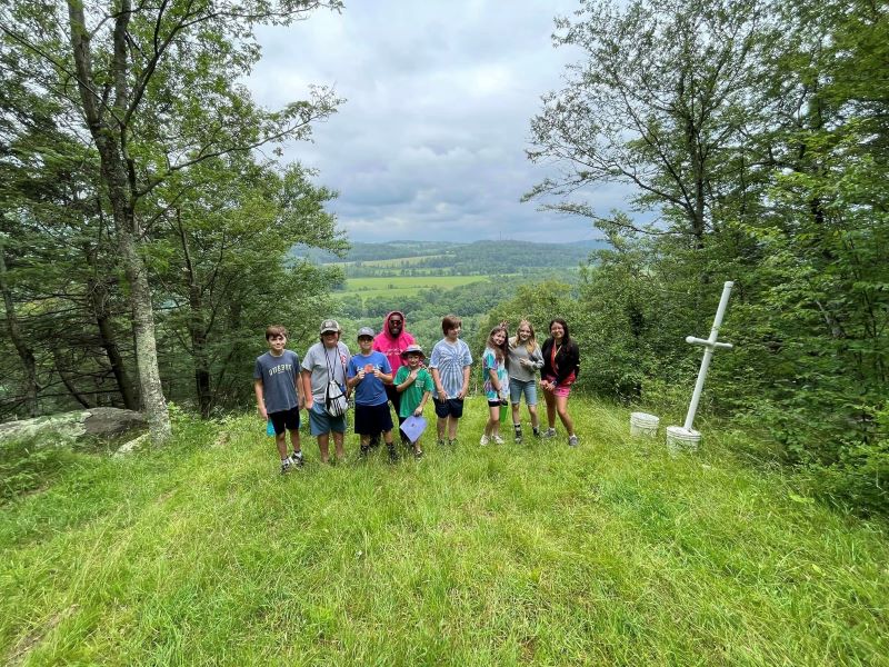 A group of kids at a vista overlooking the Vosburg Neck